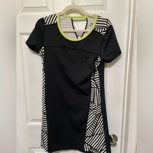 Title Nine Striped Black and White Top with Lime Accents